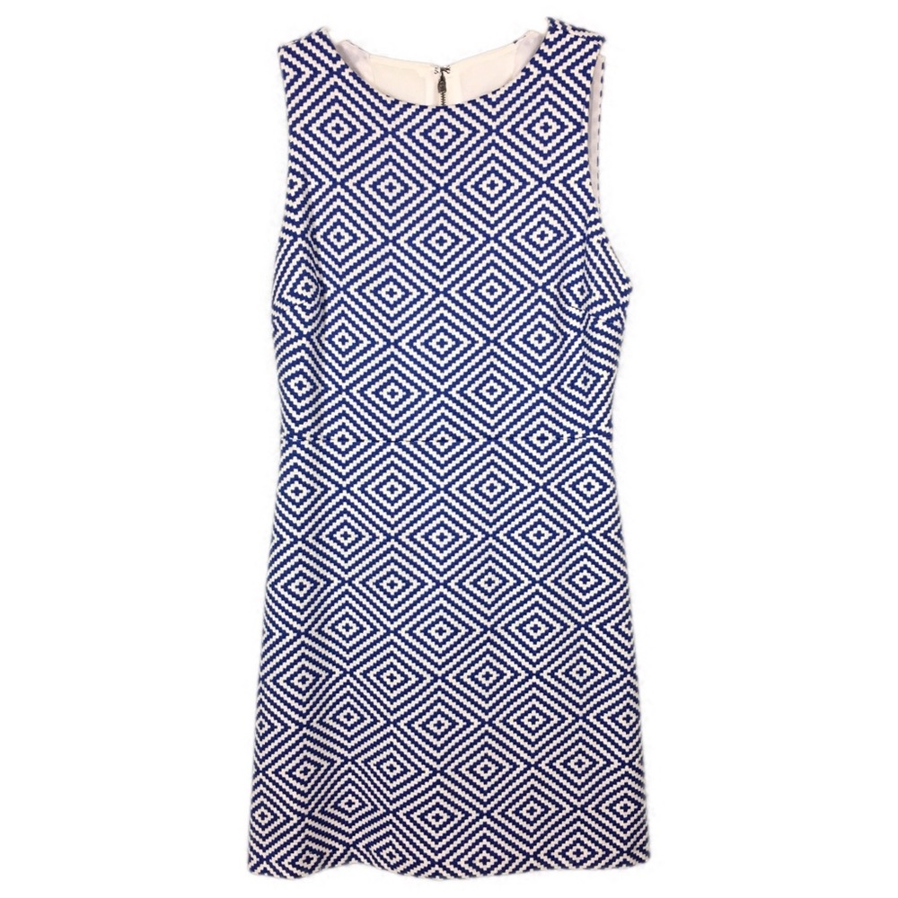 Alice + Olivia Blue & White Diamond Mini Dress
